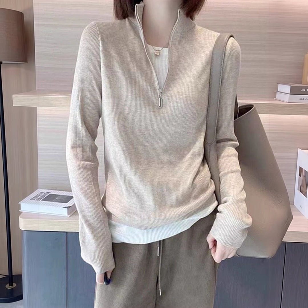 Women's Quarter Zip Sweater, Slim Fit Mock Neck Pullover