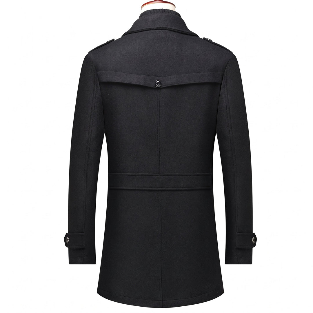 Men's Single Breasted Winter Trench Coat, Mid Length Military