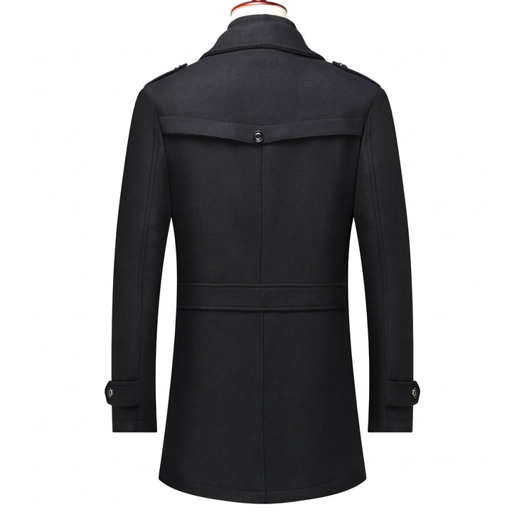 Men's Single Breasted Winter Trench Coat, Mid Length Military