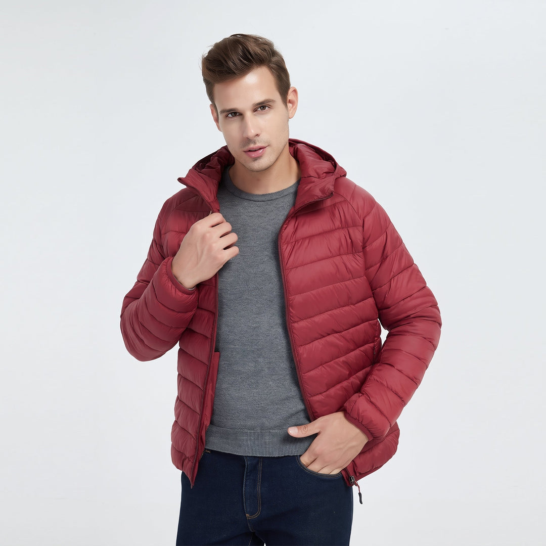 Men's Puffer Jacket, Lightweight Quilted Packable Hooded