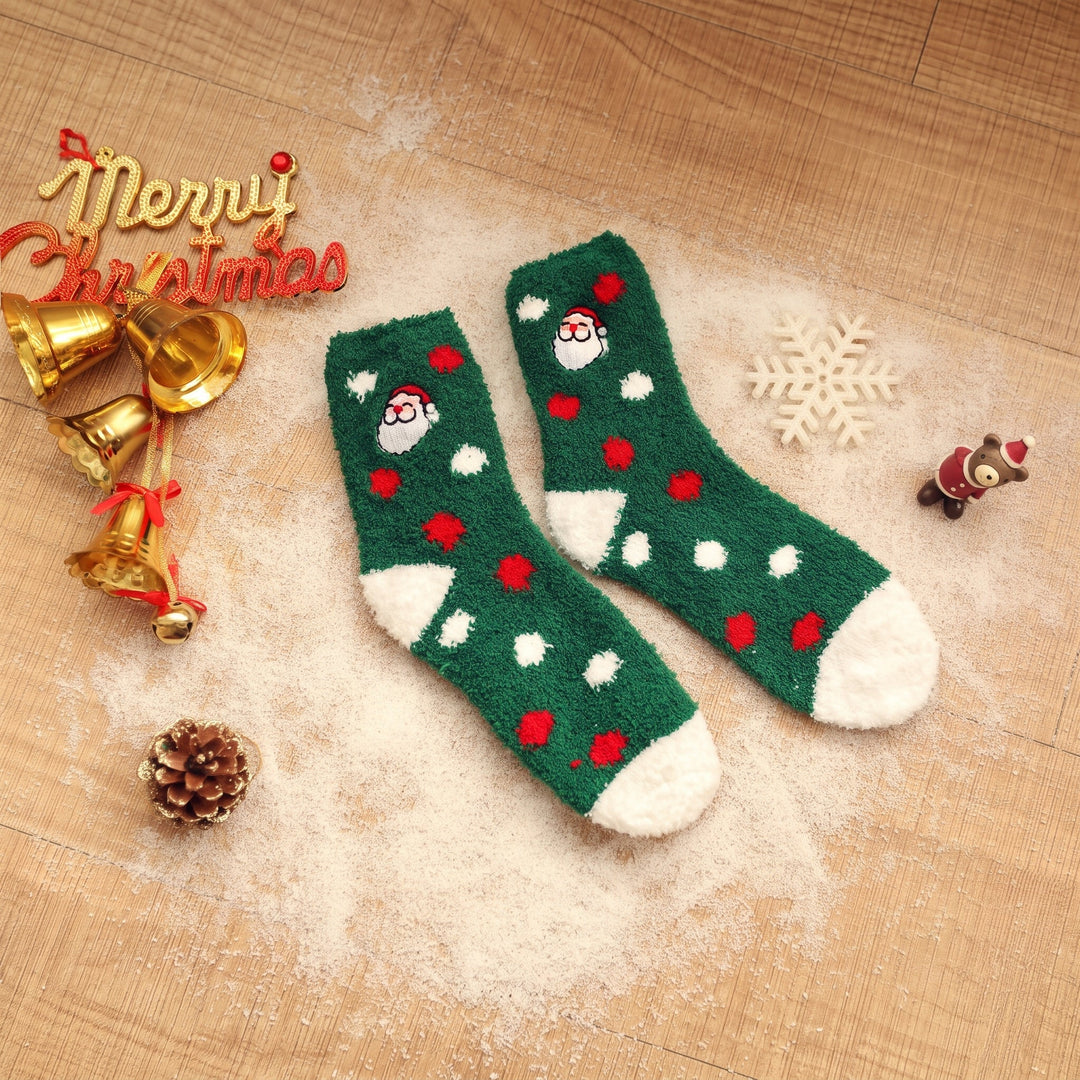 Holiday Embroidered Christmas Socks 3 Pack, Unisex Festive Fuzzy