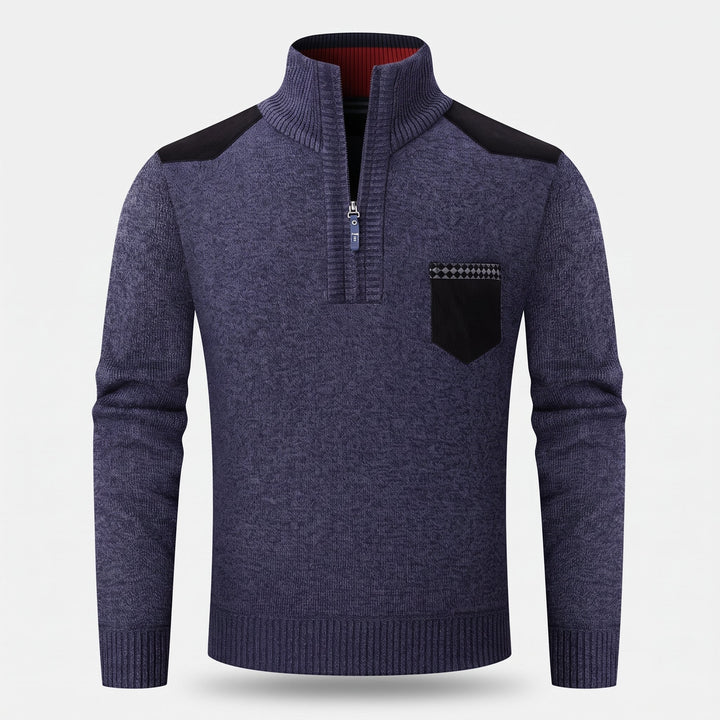 Men's Quarter Zip Sweater, Knit Mock Neck Relaxed Pullover