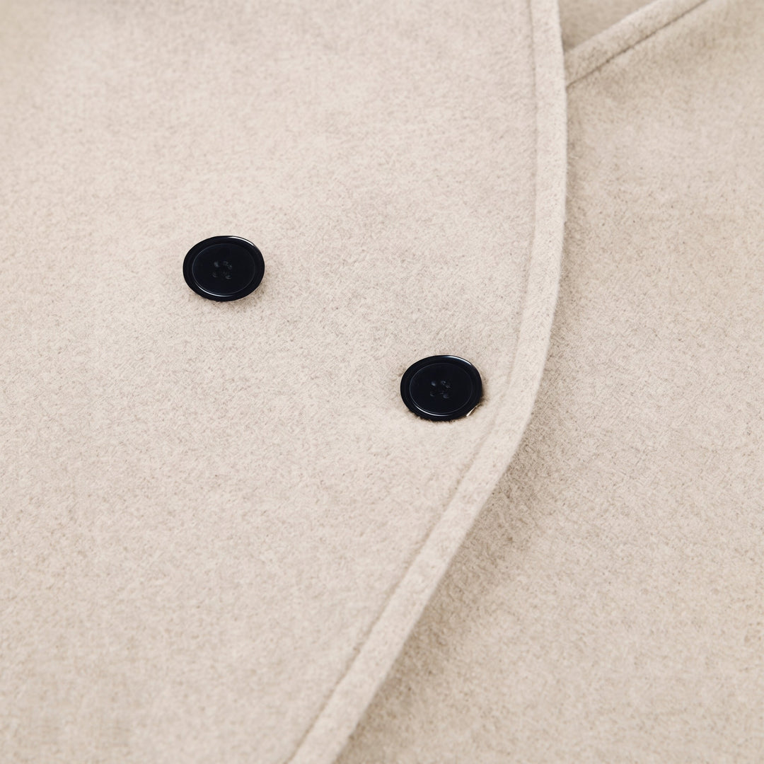 Women's Short Double Breasted Peacoat, Oversized High Neck Stand Collar