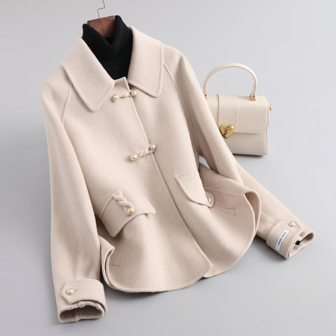 Women's Short Winter Peacoat, Waist Length Frog Closures