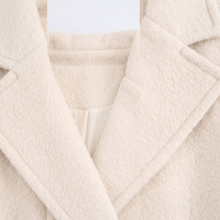 Women's Short Double Breasted Peacoat, Oversized Notch Lapel
