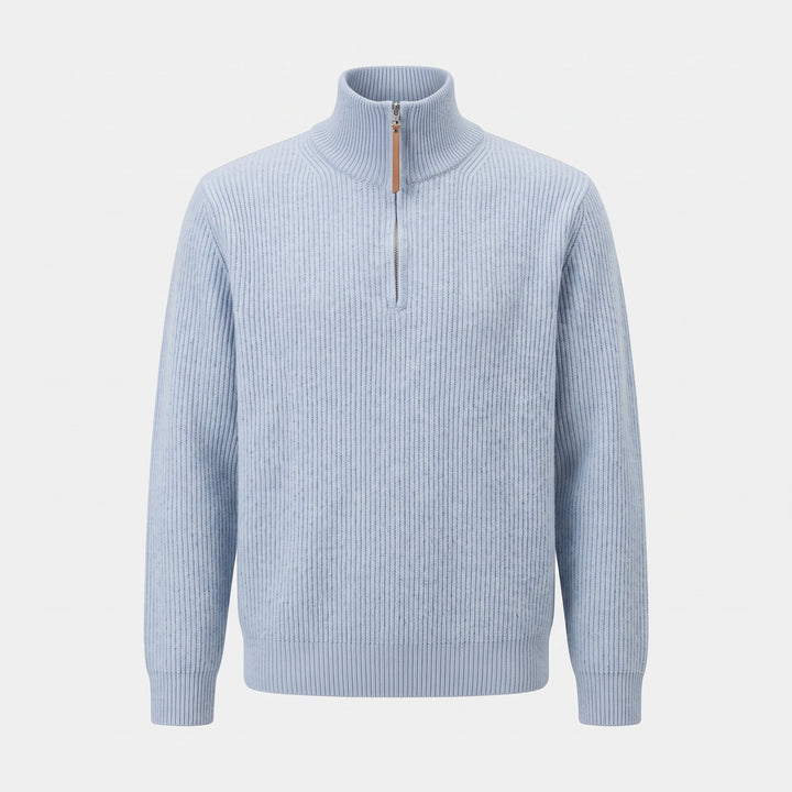 Men's Quarter Zip Sweater, Oversized Ribbed Mock Neck Pullover