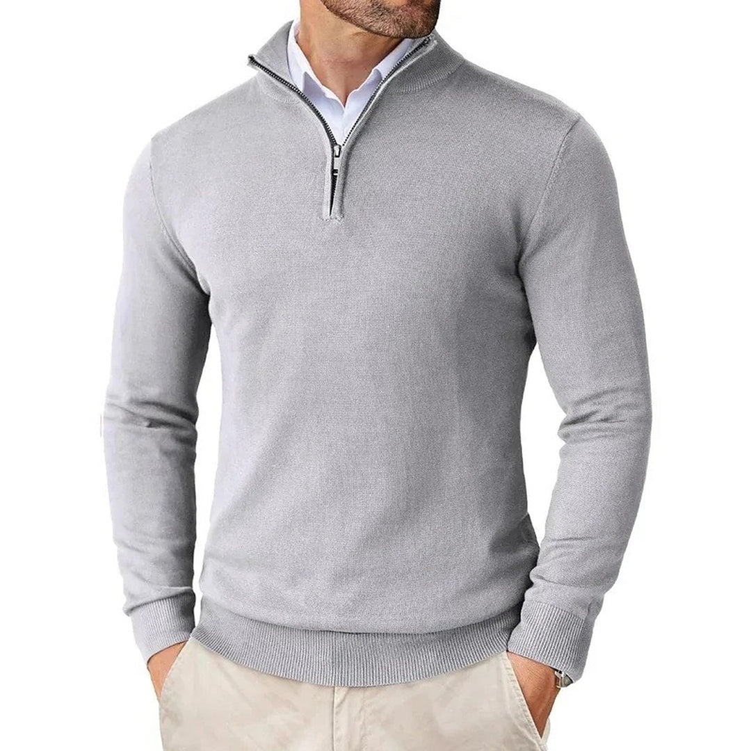 Men's Quarter Zip Sweater, Fleece Lined Mock Neck Pullover