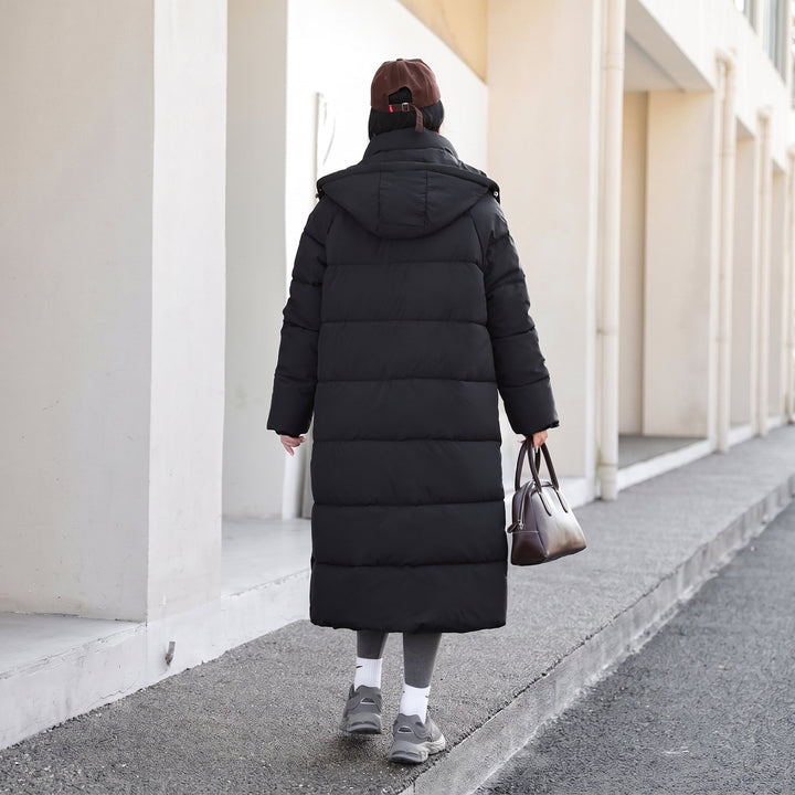 Women's Long Winter Puffer Jacket, Padded Quilted Bubble Hooded