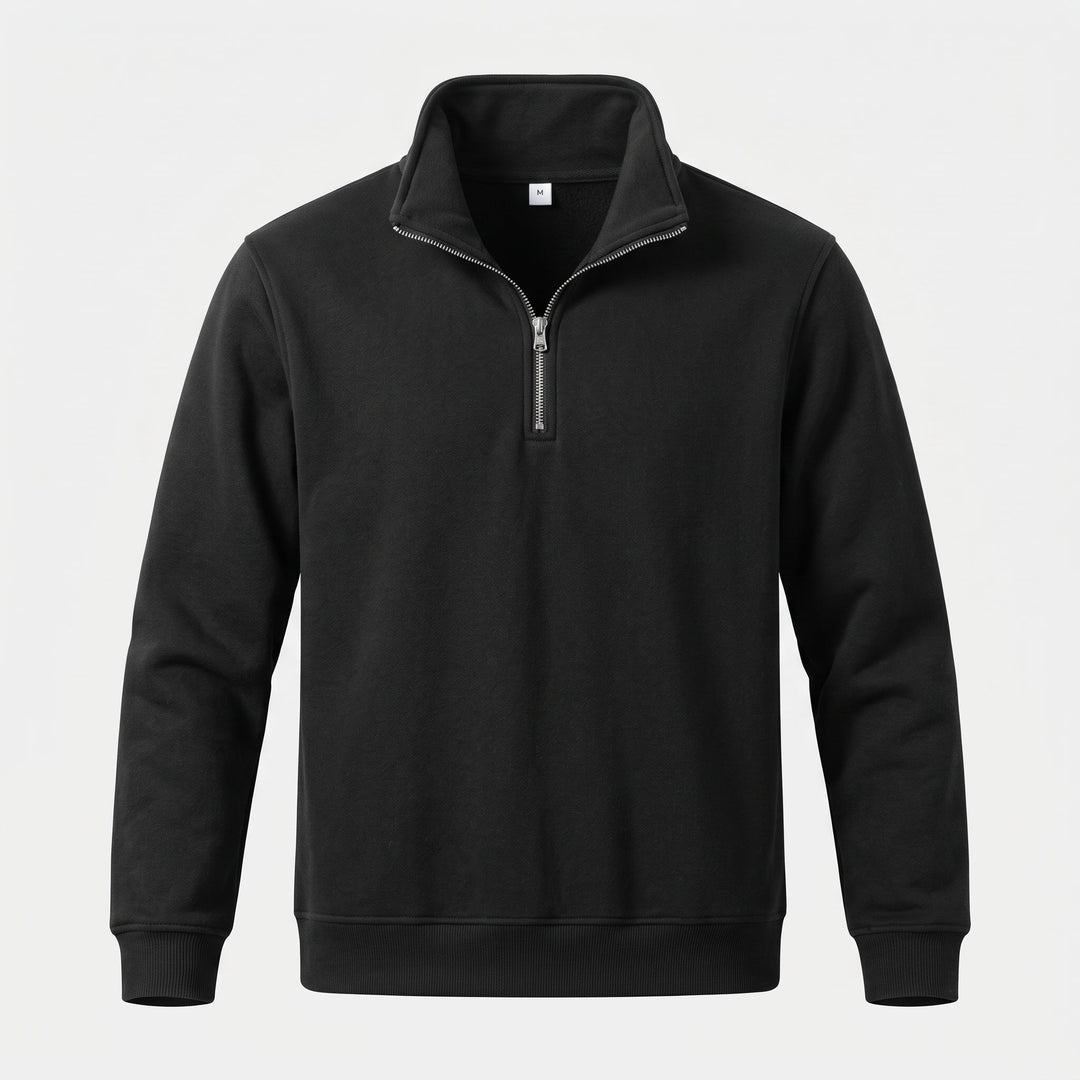 Men's Quarter Zip Sweater, Oversized Textured Mock Neck Pullover