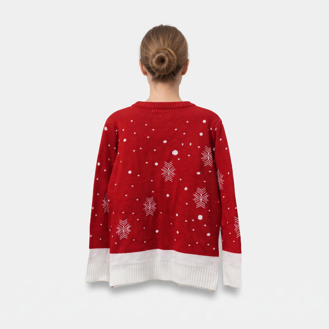 Unisex Ugly Christmas Sweater, Knit Crew Neck Reindeer Jacquard Pullover