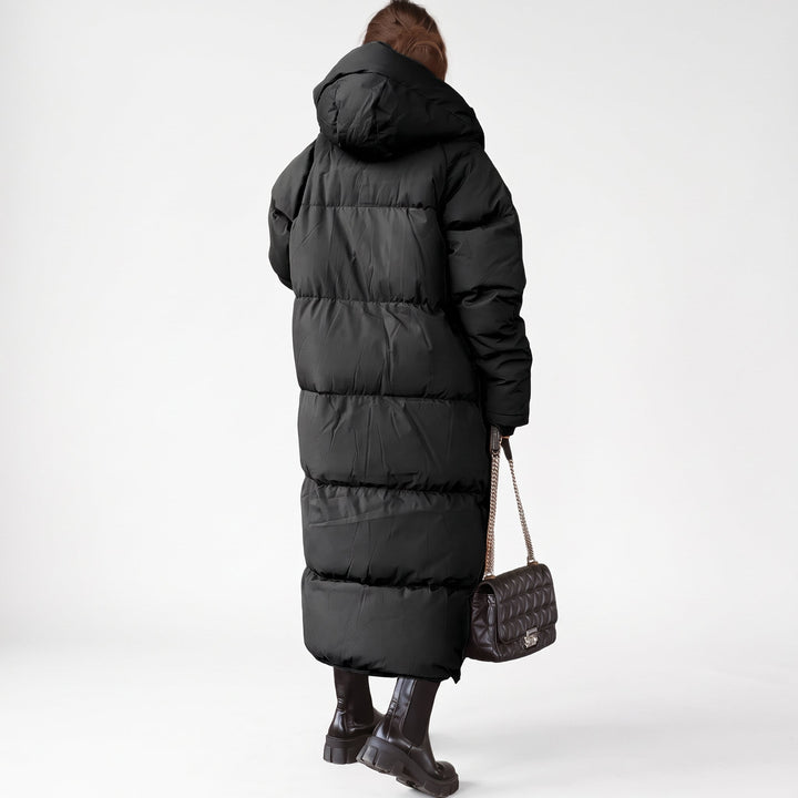 Women's Long Winter Puffer Jacket, Bubble Hooded Padded Quilted