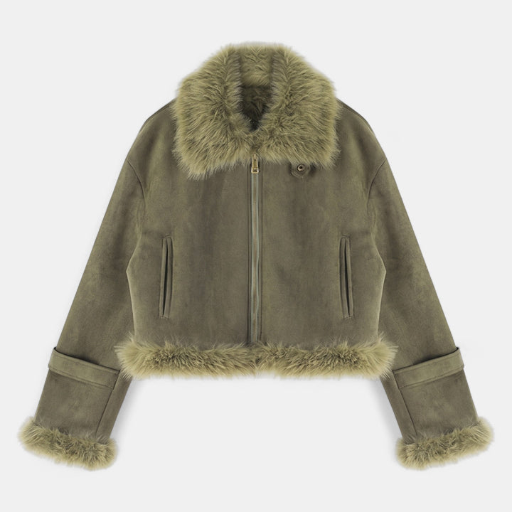 Women's Short Oversized Puffer Jacket, Zip Up Relaxed Fit