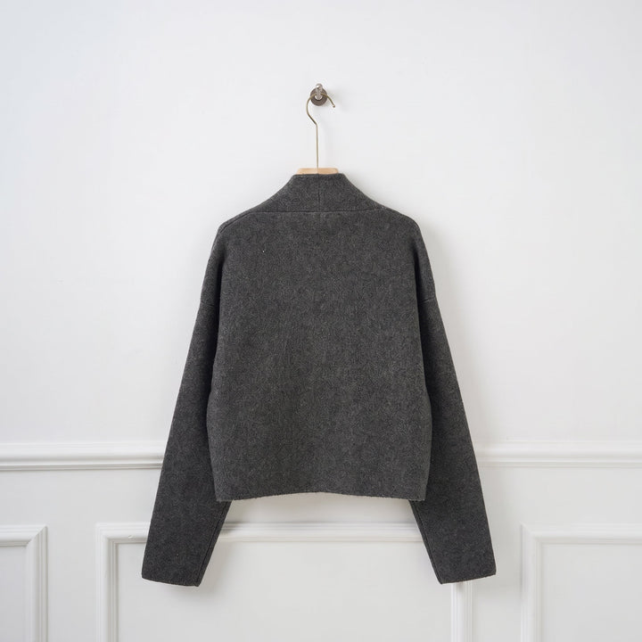 Women's Short Double Breasted Peacoat, Oversized Collarless