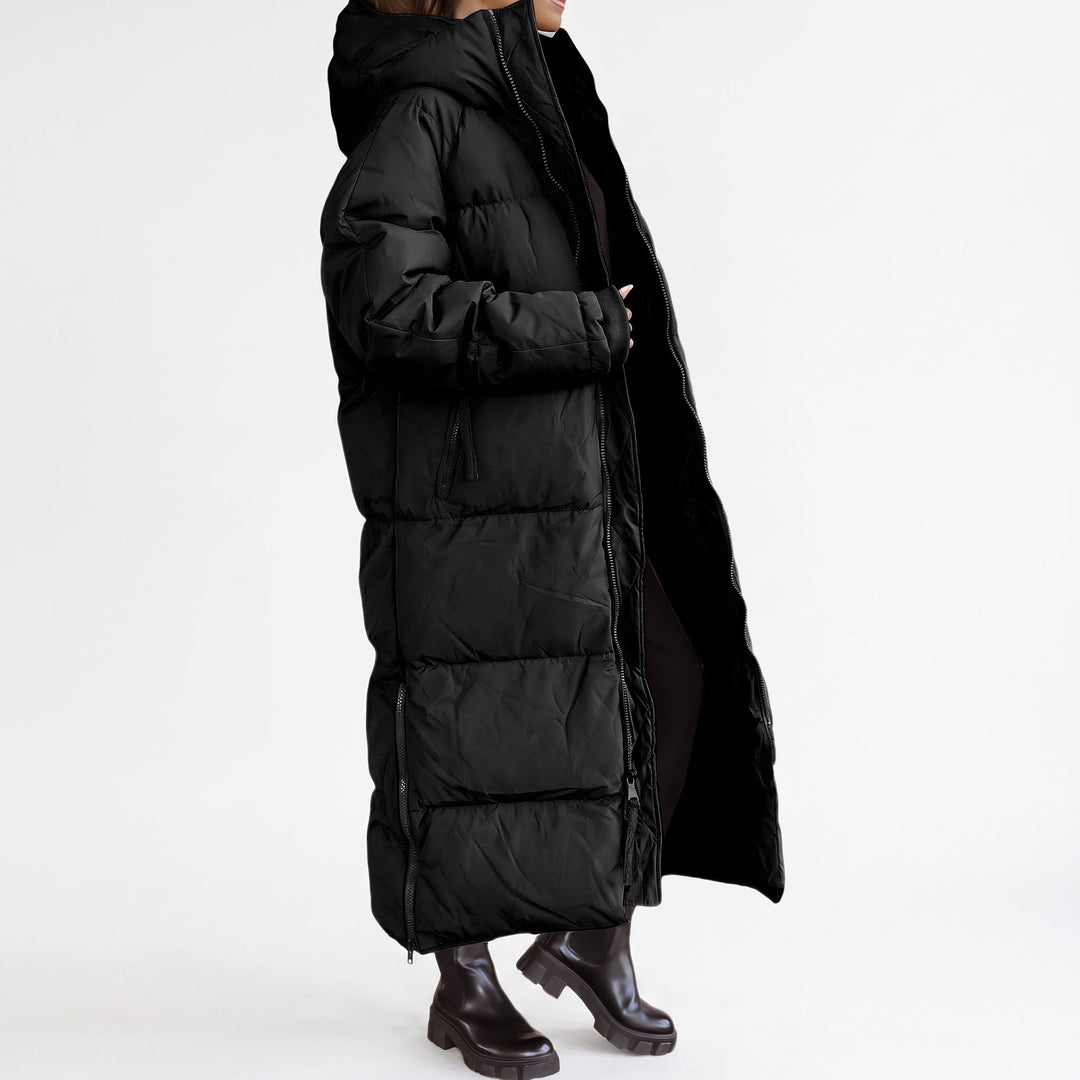Women's Long Winter Puffer Jacket, Bubble Hooded Padded Quilted