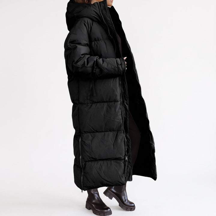 Women's Long Winter Puffer Jacket, Bubble Hooded Padded Quilted