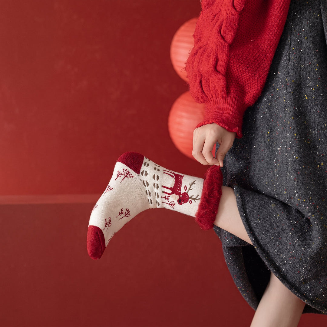 Holiday Fuzzy Christmas Socks 3 Pack, Unisex Festive Plush Knit
