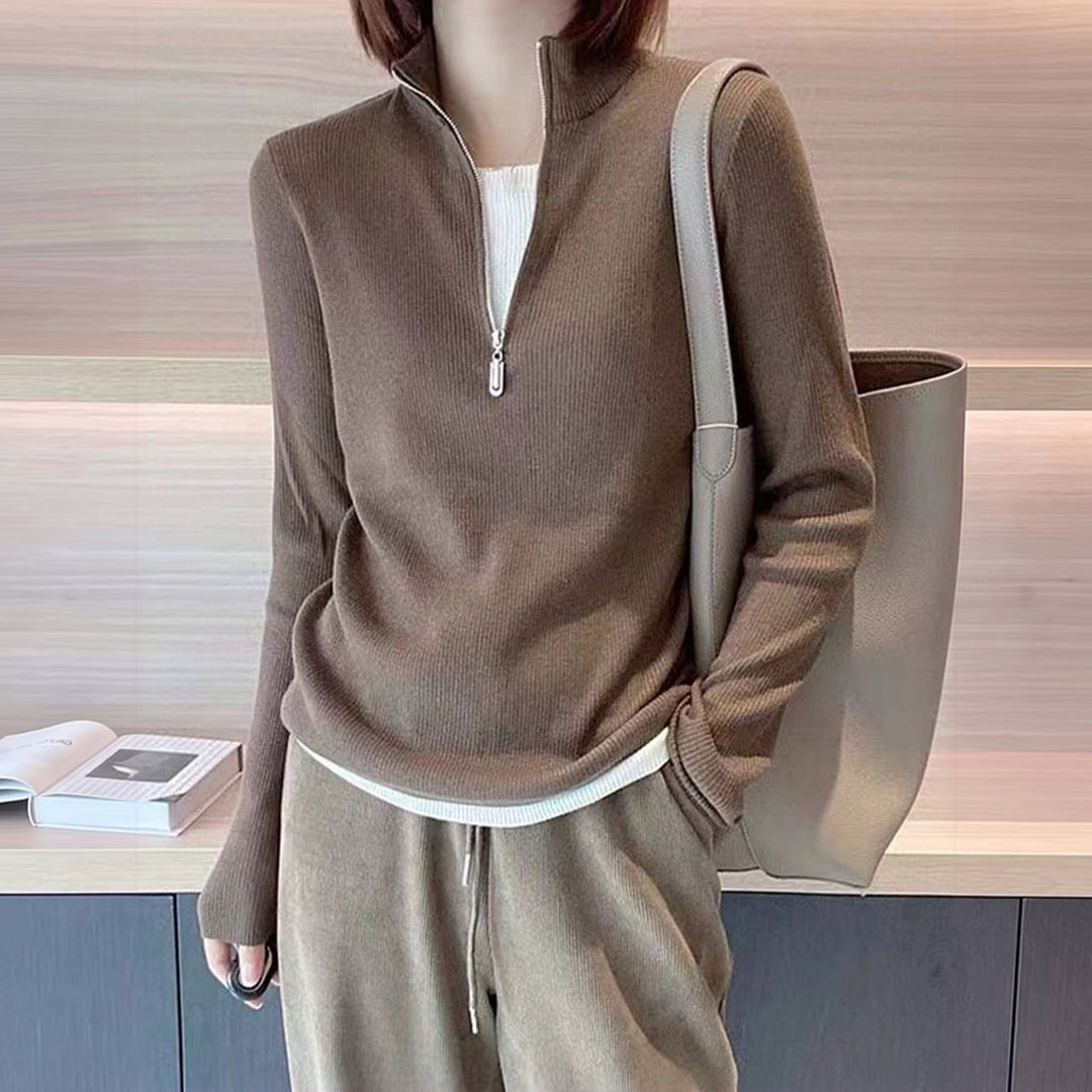 Women's Quarter Zip Sweater, Slim Fit Mock Neck Pullover