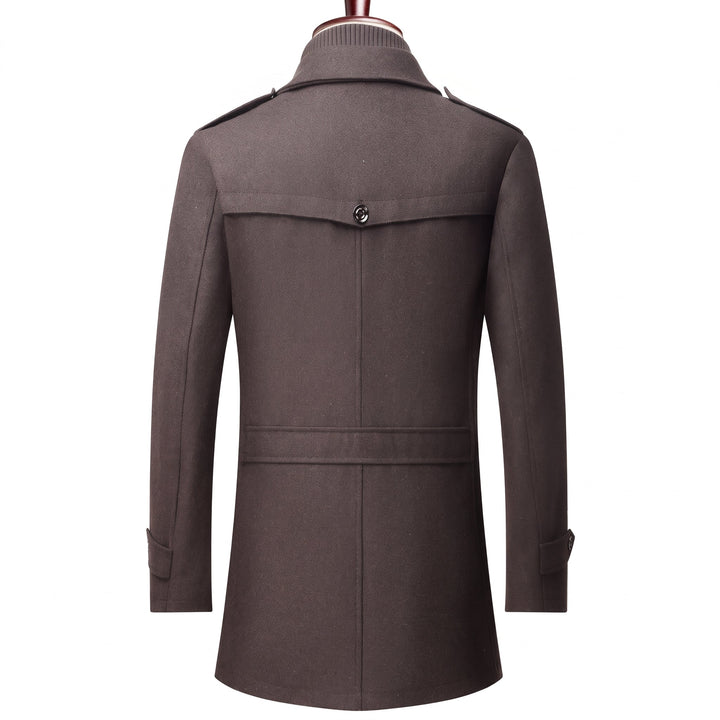 Men's Single Breasted Winter Trench Coat, Mid Length Military