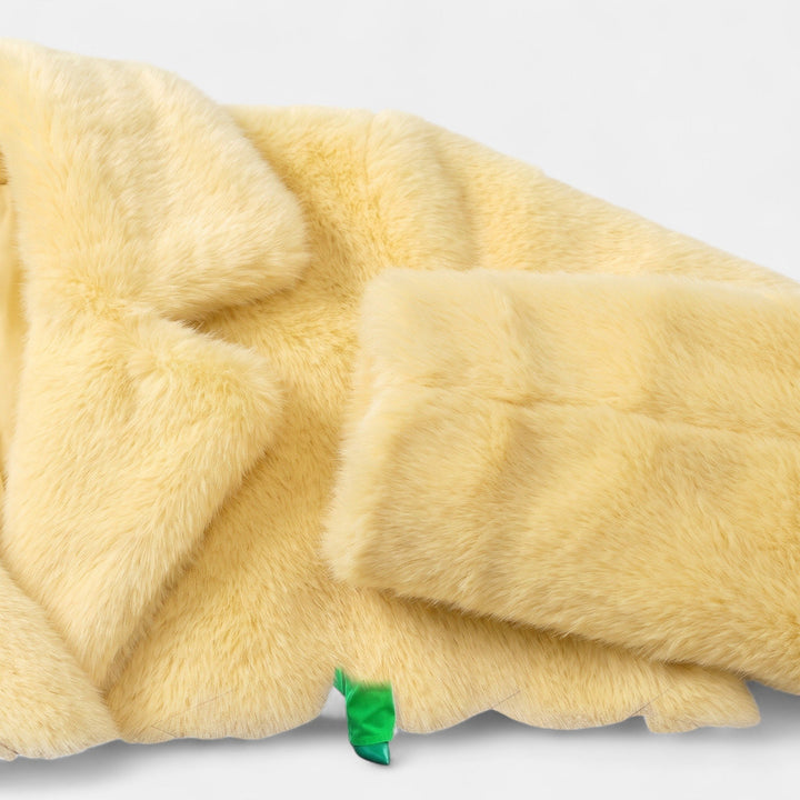 Women's Oversized Faux Fur Coat, Mid Thigh Wide Notched Lapel