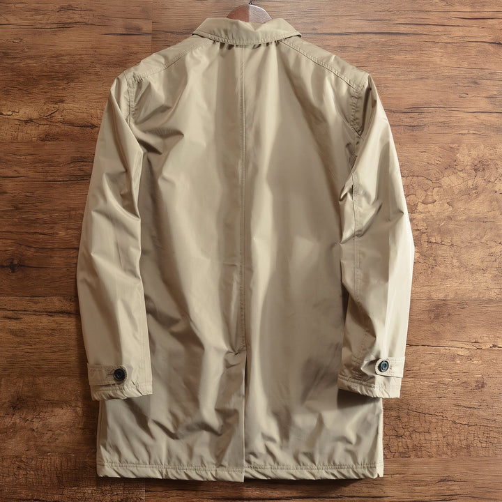 Men's Single Breasted Winter Trench Coat, Mid Length Lined Padded