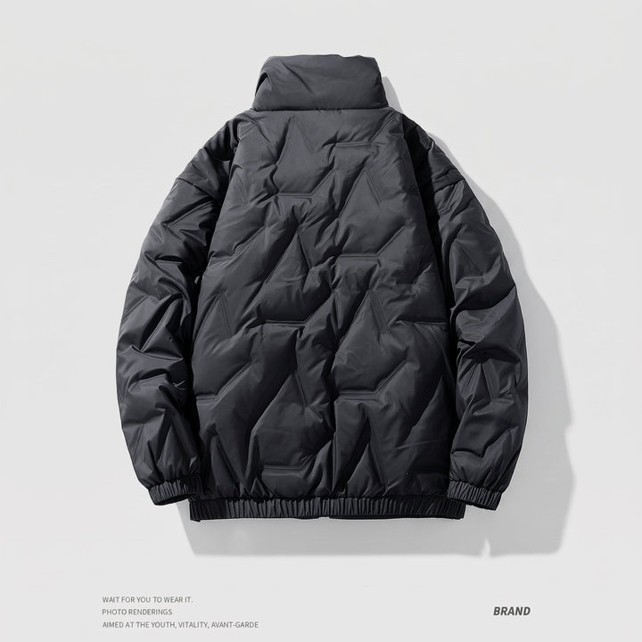 Men's Puffer Jacket, Long Winter Padded Stand Collar
