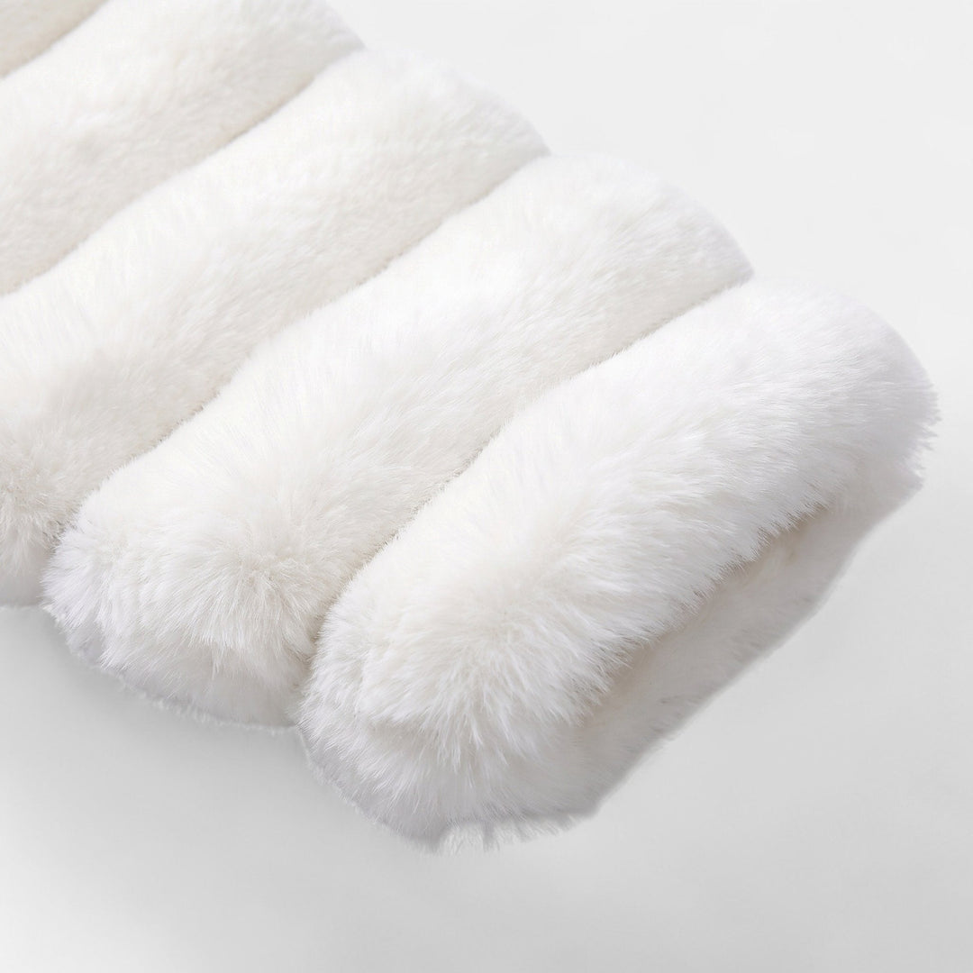 Women's Cropped Faux Fur Coat, Tiered Stand Collar Front Zip