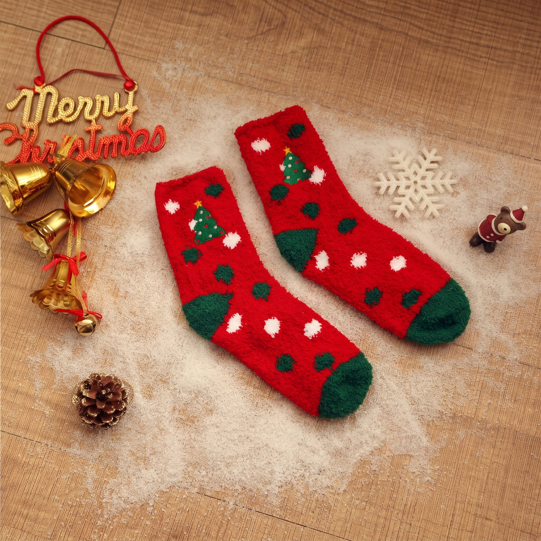 Holiday Embroidered Christmas Socks 3 Pack, Unisex Festive Fuzzy
