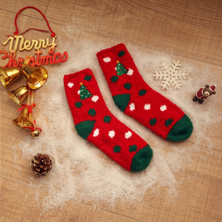 Holiday Embroidered Christmas Socks 3 Pack, Unisex Festive Fuzzy