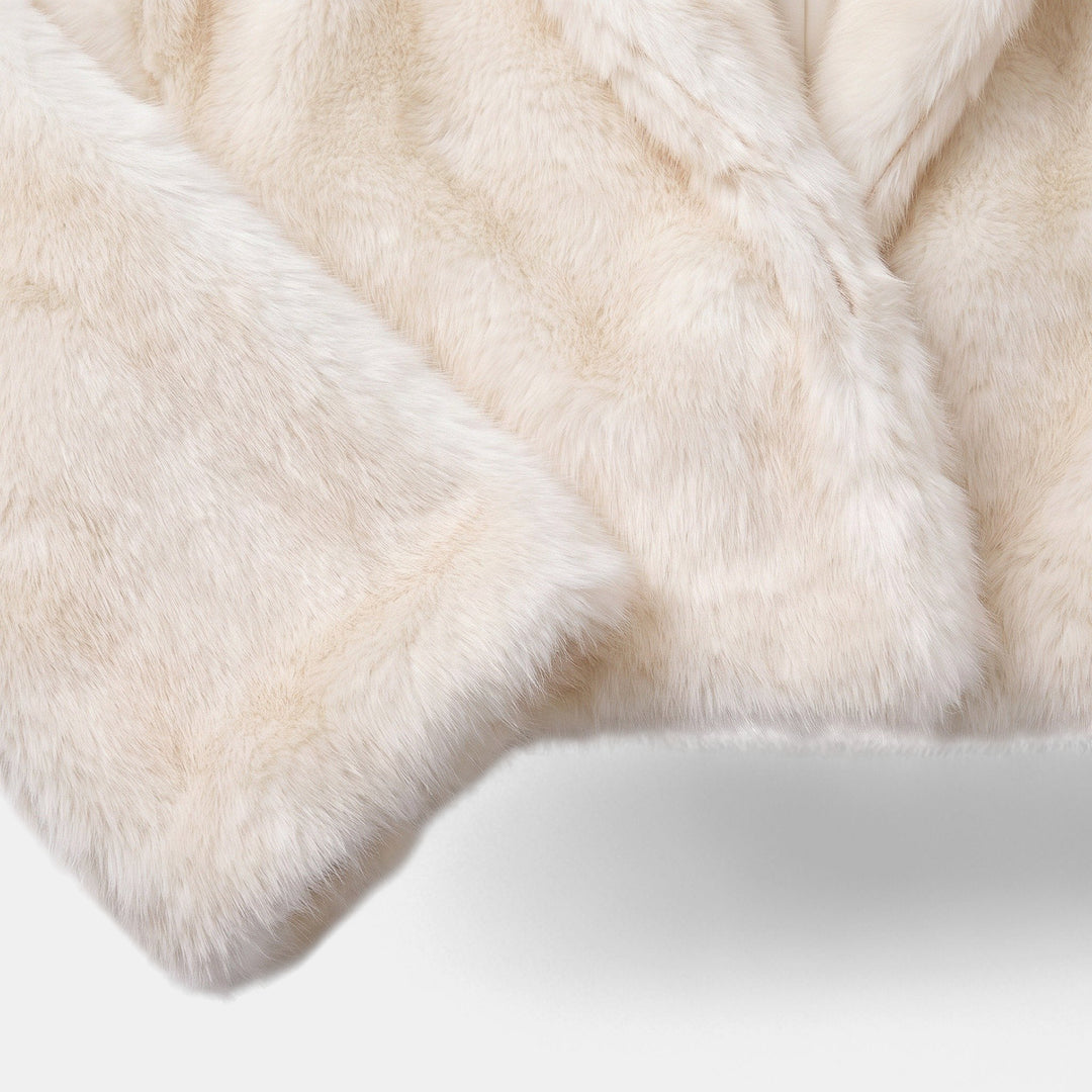 Women's Cropped Faux Fur Jacket, Oversized Boxy Wide Sleeve