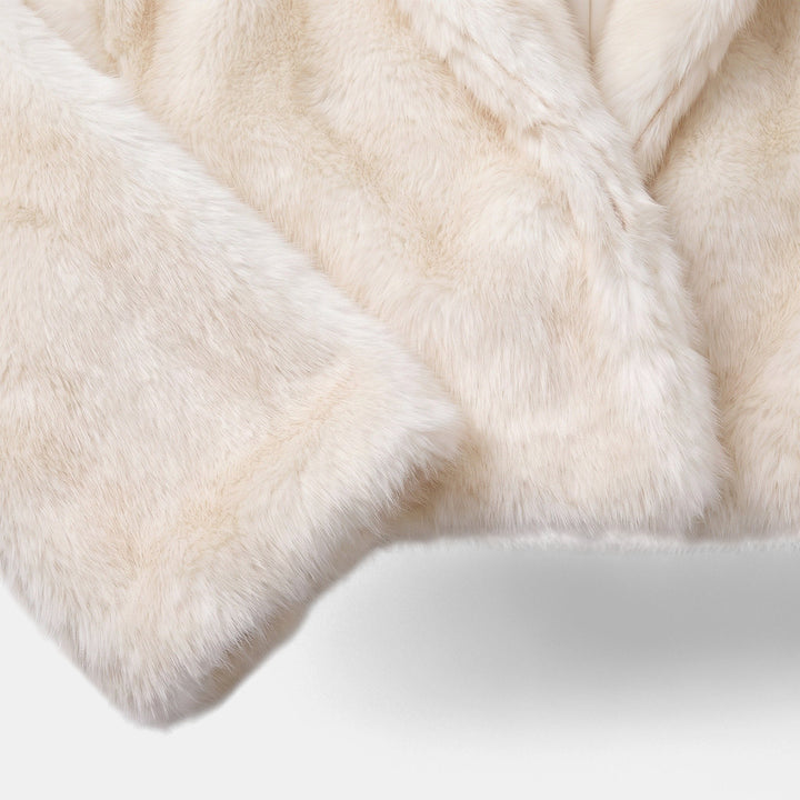 Women's Cropped Faux Fur Jacket, Oversized Boxy Wide Sleeve