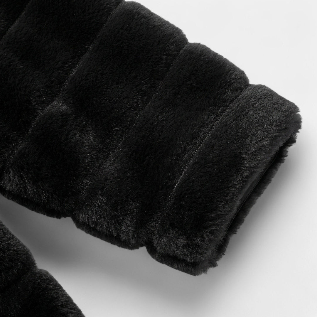 Women's Oversized Long Faux Fur Coat, Hooded Open Front Banded