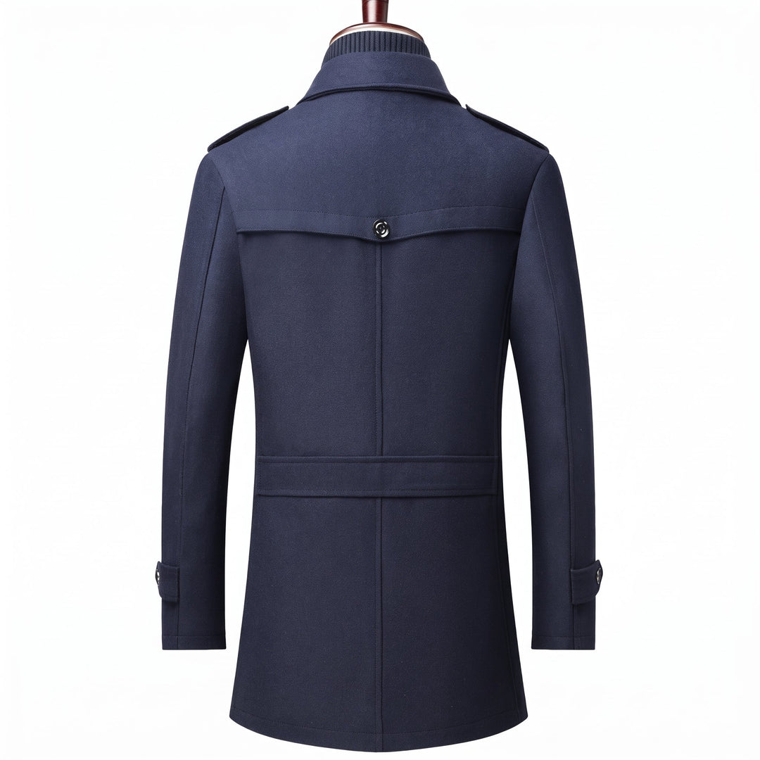 Men's Single Breasted Winter Trench Coat, Mid Length Military