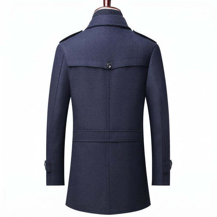 Men's Single Breasted Winter Trench Coat, Mid Length Military