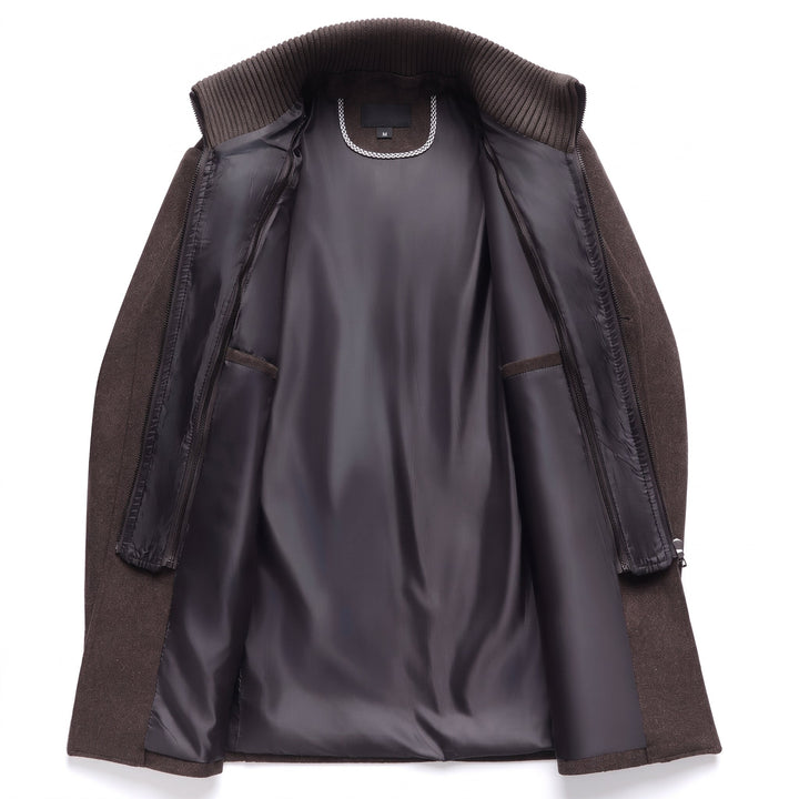 Men's Single Breasted Winter Trench Coat, Mid Length Military