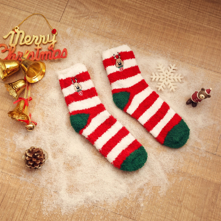 Holiday Embroidered Christmas Socks 3 Pack, Unisex Festive Fuzzy