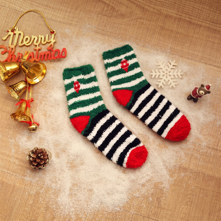 Holiday Embroidered Christmas Socks 3 Pack, Unisex Festive Fuzzy
