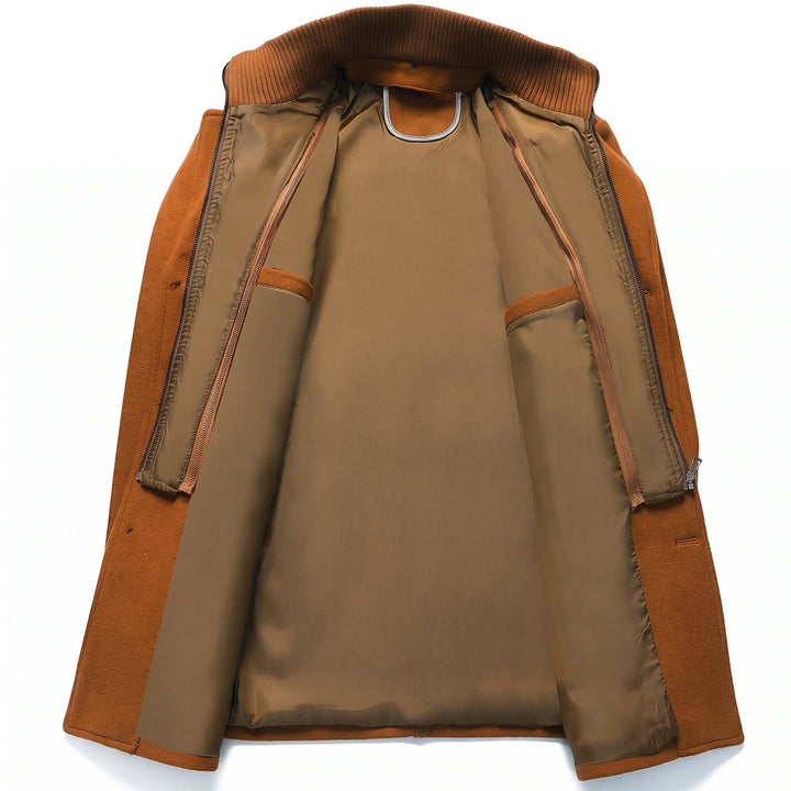 Men's Single Breasted Winter Trench Coat, Mid Length Military