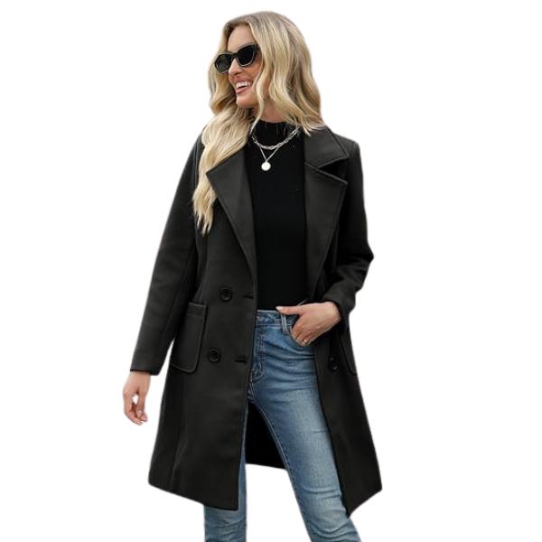 LUCIA™ - Women’s Camel Wool Blend Double-Breasted Mid-Long Coat