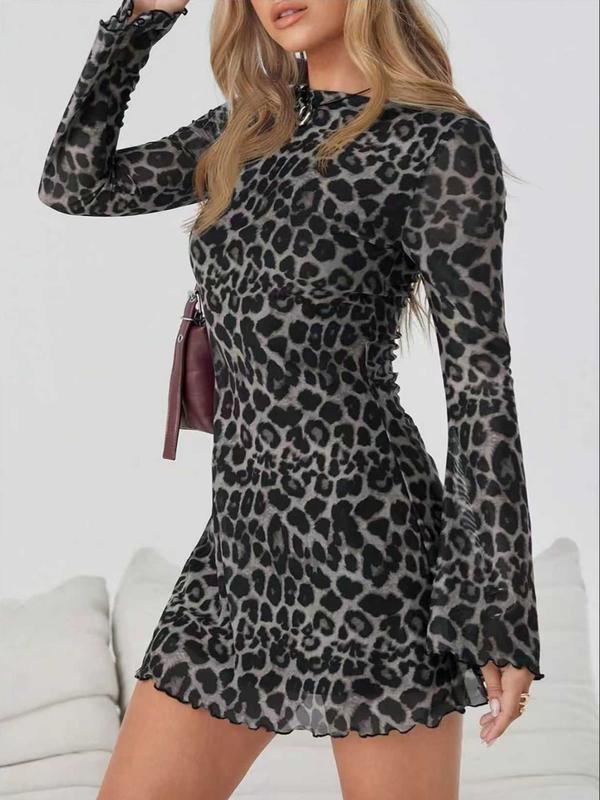 LILLY™ - Leopard Print Long-Sleeve Bodycon Dress for Elegant Style