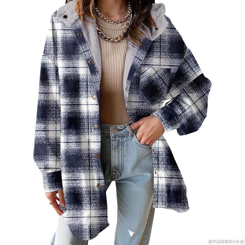 MARIE™ - Flannel Hooded Plaid Shacket Thick Winter Fleece Coat