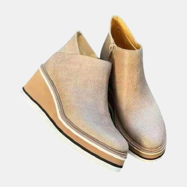 Women's Platform Ankle Boots, Chunky Wedge Side Zip