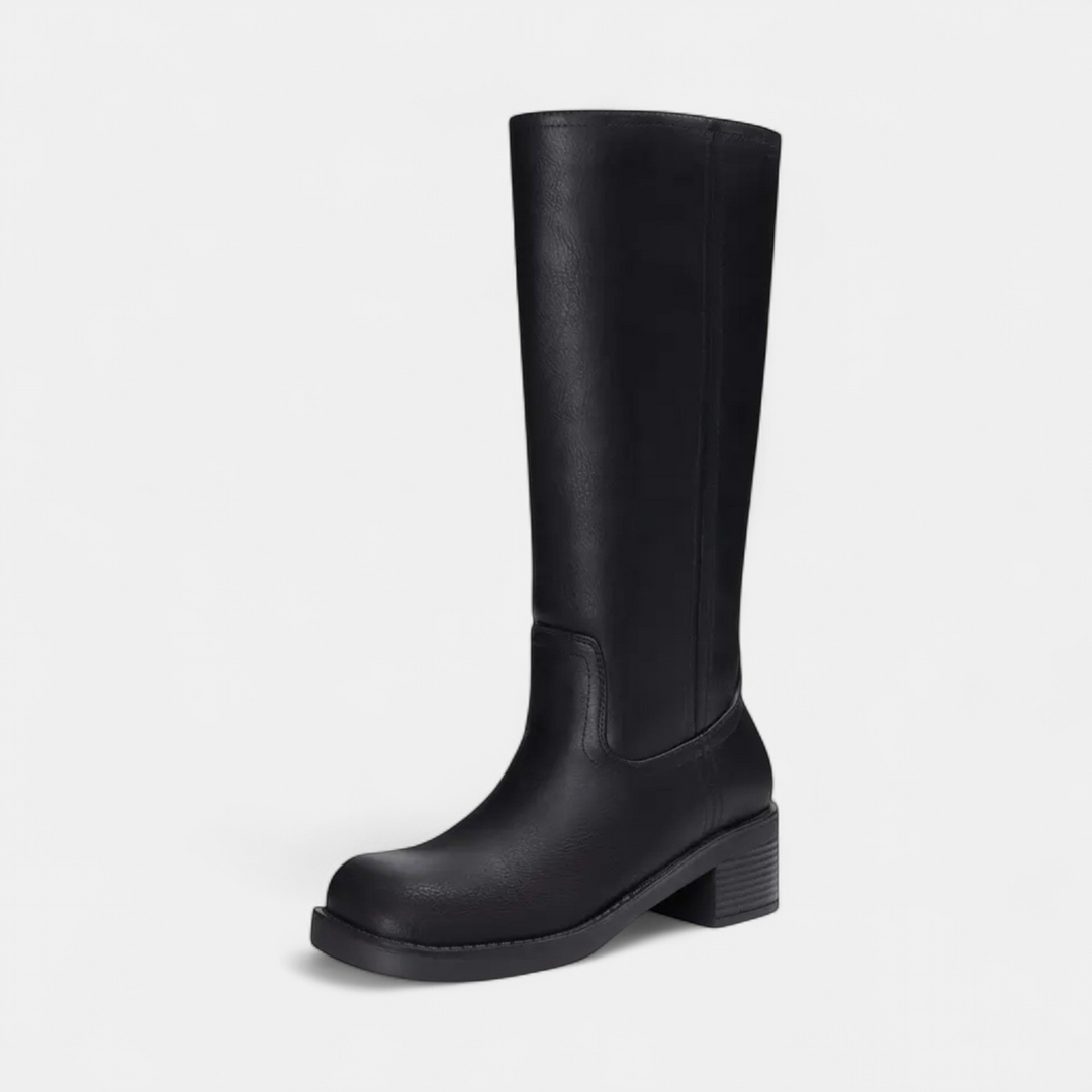 Women's Wide Calf Knee High Riding Boots, Block Heel