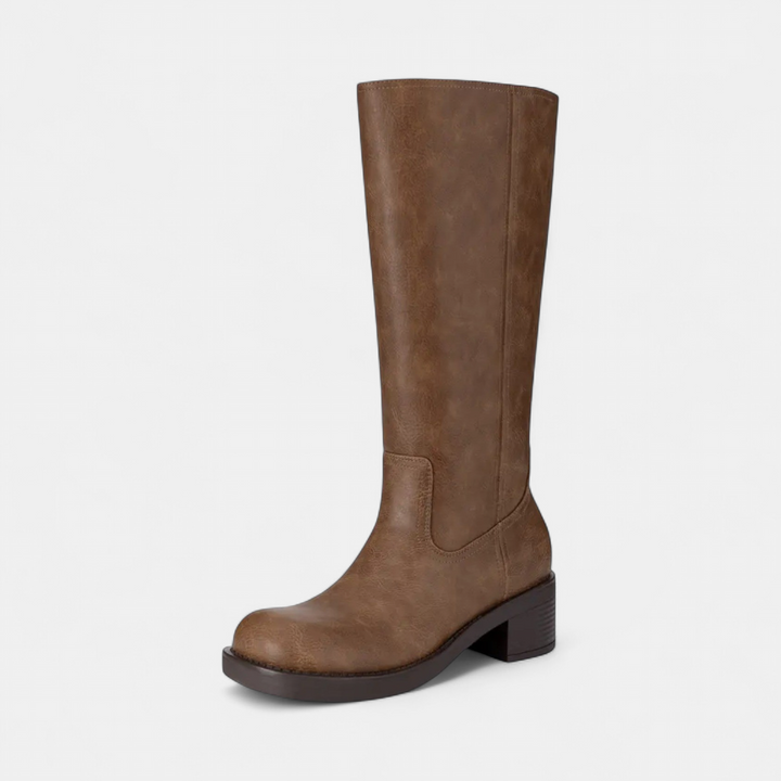 Women's Wide Calf Knee High Riding Boots, Block Heel