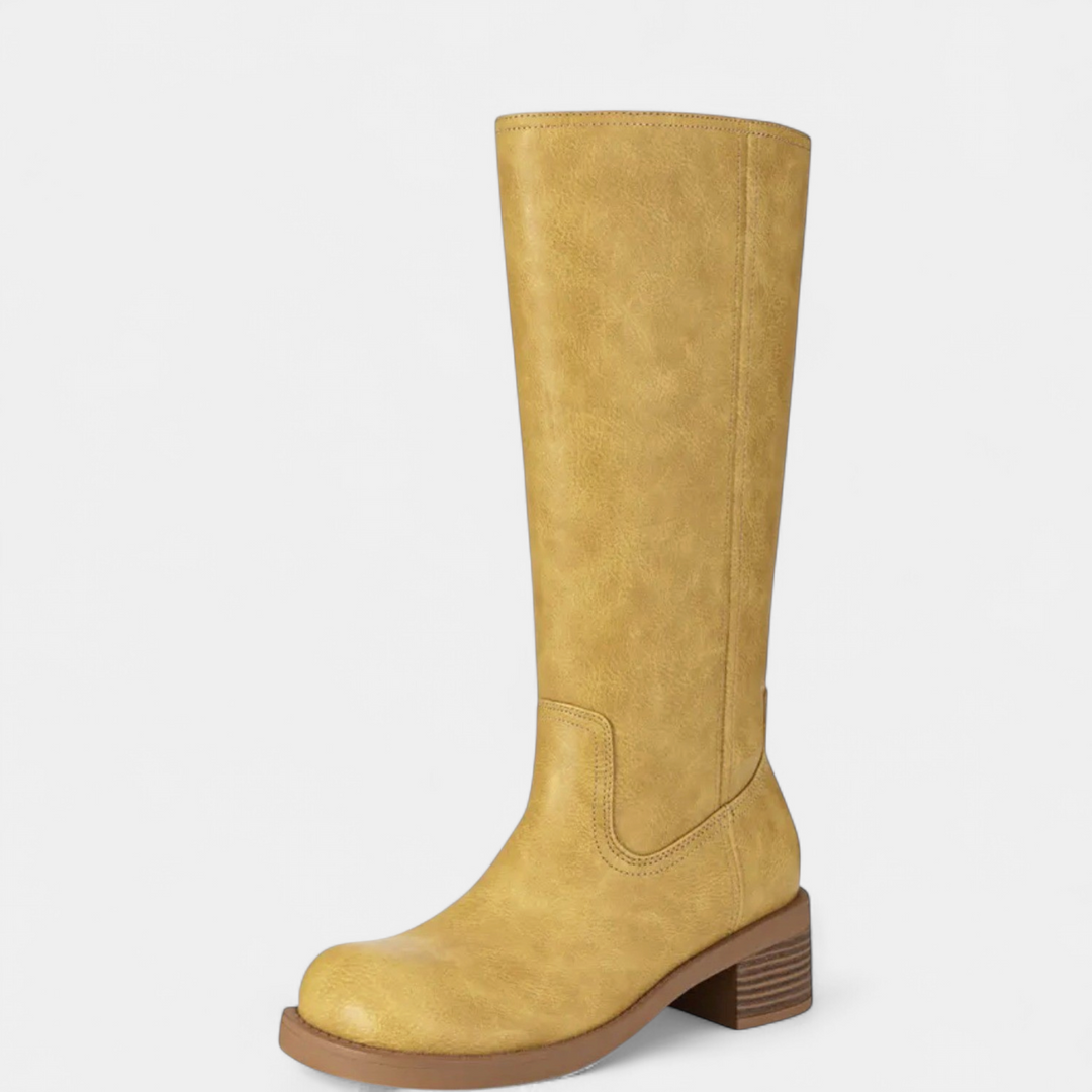 Women's Wide Calf Knee High Riding Boots, Block Heel