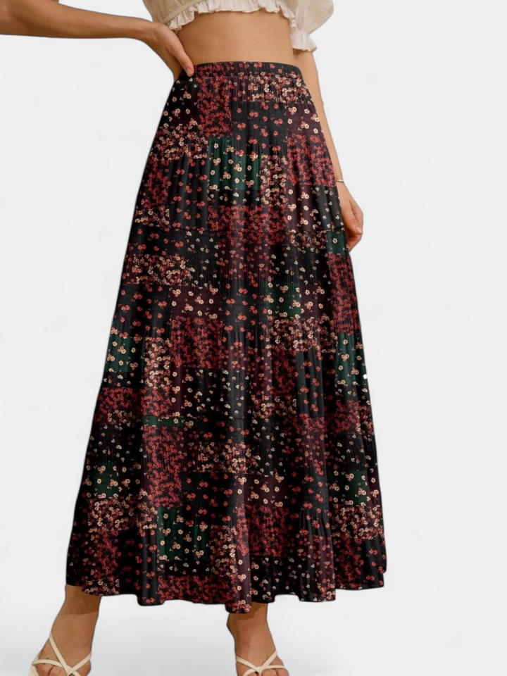 WILDA | Women's Floral Pleated A-Line Midi Skirt