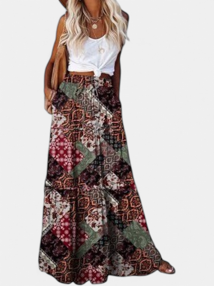 WILDA | Women's Floral Pleated A-Line Midi Skirt