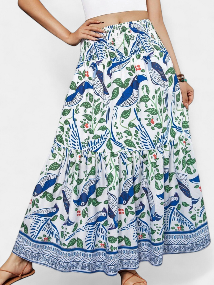 WILDA | Women's Floral Pleated A-Line Midi Skirt