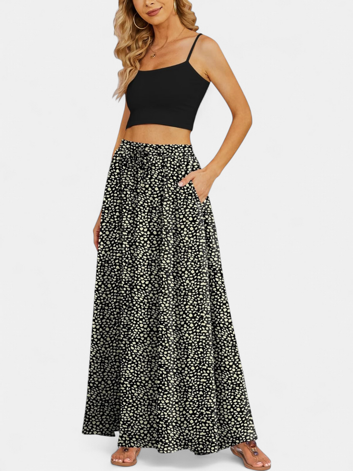 WILDA | Women's Floral Pleated A-Line Midi Skirt