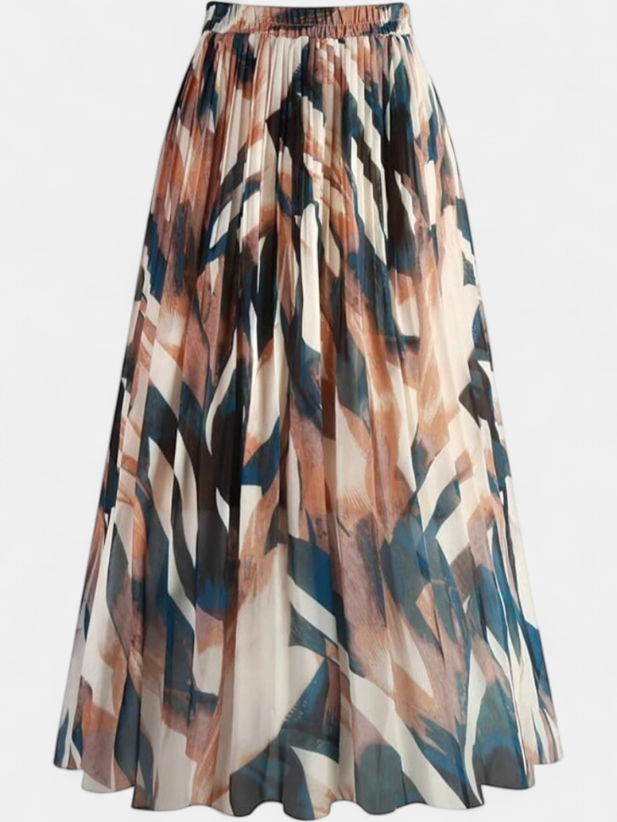 WILDA | Women's Floral Pleated A-Line Midi Skirt
