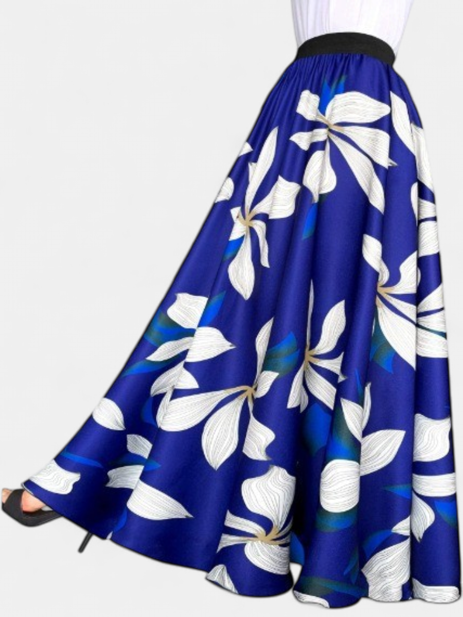 WILDA | Women's Floral Pleated A-Line Midi Skirt